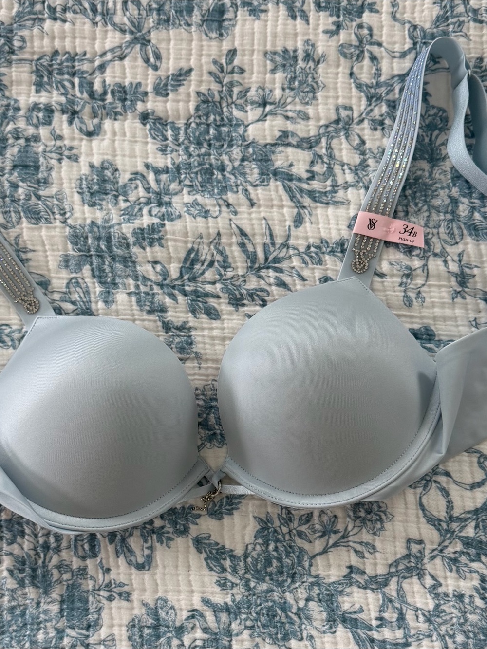 Victoria's Secret Light Blue Push-Up Bra with Jeweled Straps